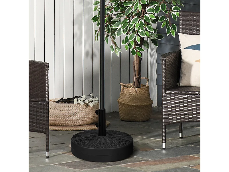 Pied de parasol rond base de lestage Ø 51 x 36 cm HDPE aspect résine noir