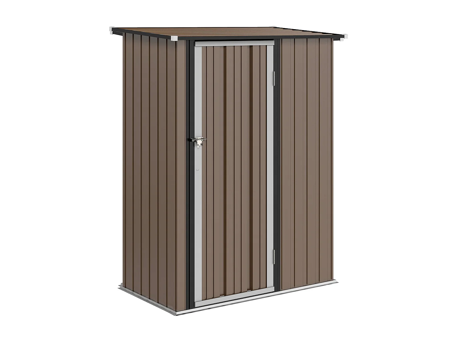 Abri de jardin - remise pour outils - cabanon porte verrouillable - dim. 142L x 84l x 189H cm - tôle d'acier marron blanc