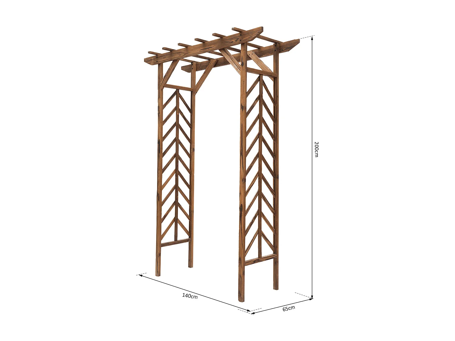 Arche de jardin arche à rosiers style exotique dim. 140L x 65l x 200H cm bois de sapin