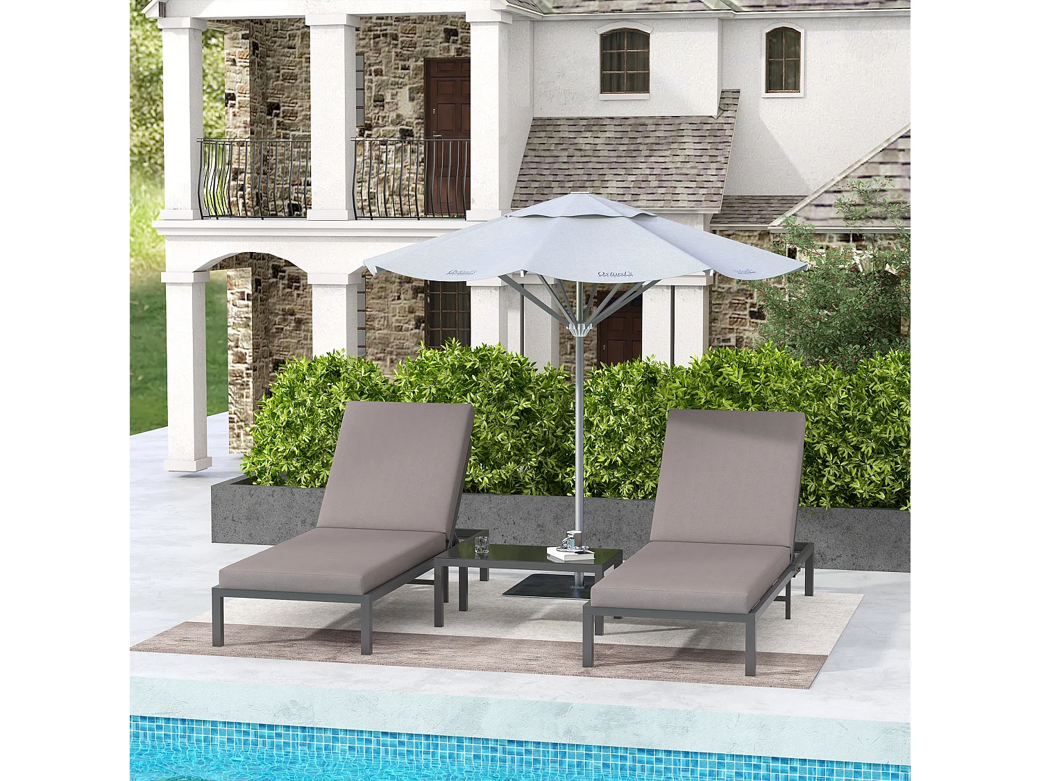 Ensemble de 2 bains de soleil inclinables avec matelas déhoussables