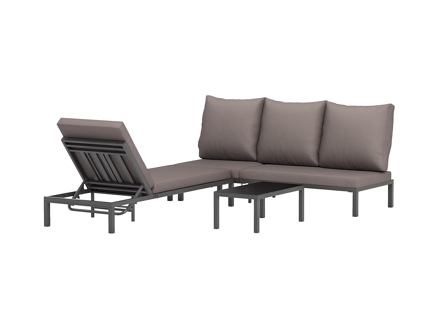 Ensemble de 2 bains de soleil inclinables avec matelas déhoussables
