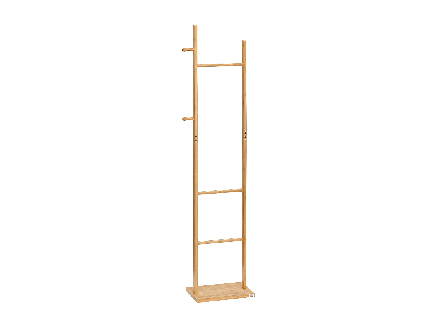Penderie porte-manteaux - 3 barres de penderie, 2 patères - dim. 36L x 24l x 168H cm - bois bambou