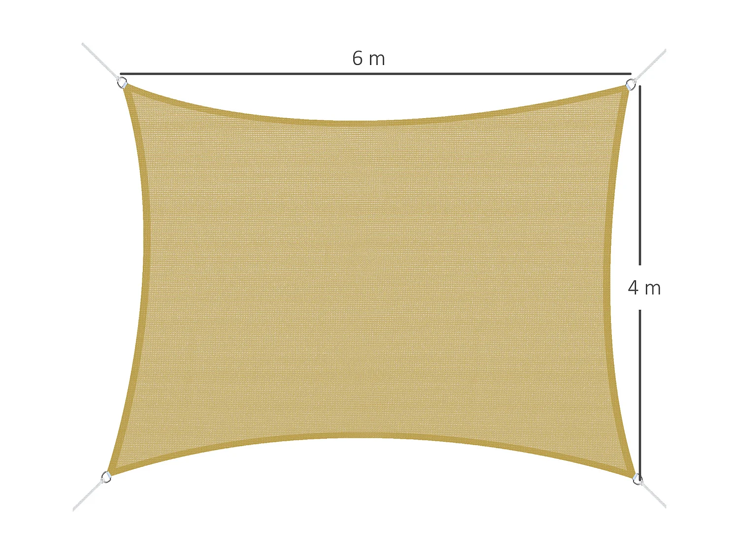 Voile d'ombrage rectangulaire 6L x 4l m HDPE beige