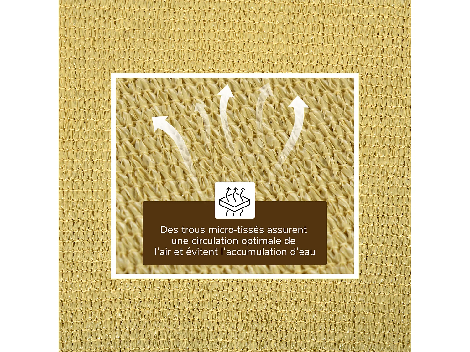 Voile d'ombrage rectangulaire 6L x 4l m HDPE beige