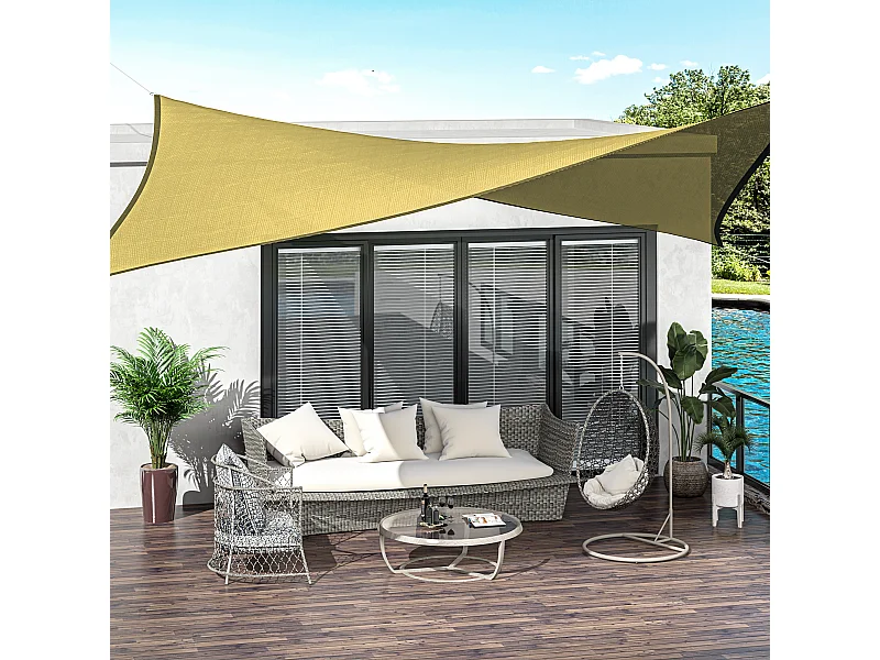 Voile d'ombrage rectangulaire 6L x 4l m HDPE beige