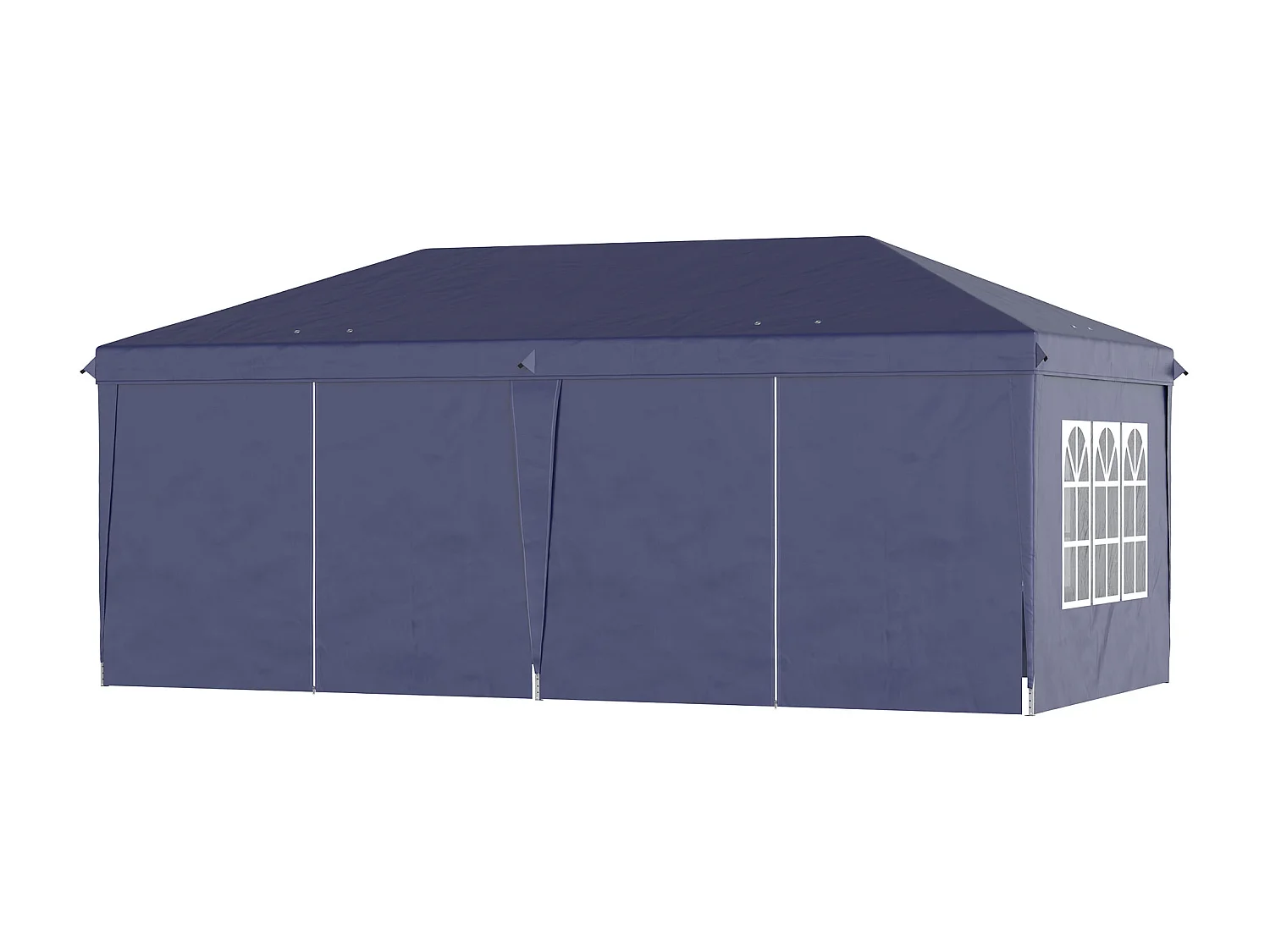 Tonnelle barnum pliant pop-up imperméabilisé 5,85L x 2,95l x 2,7H m 6 parois latérales amovibles 4 fenêtres + sac de transport bleu