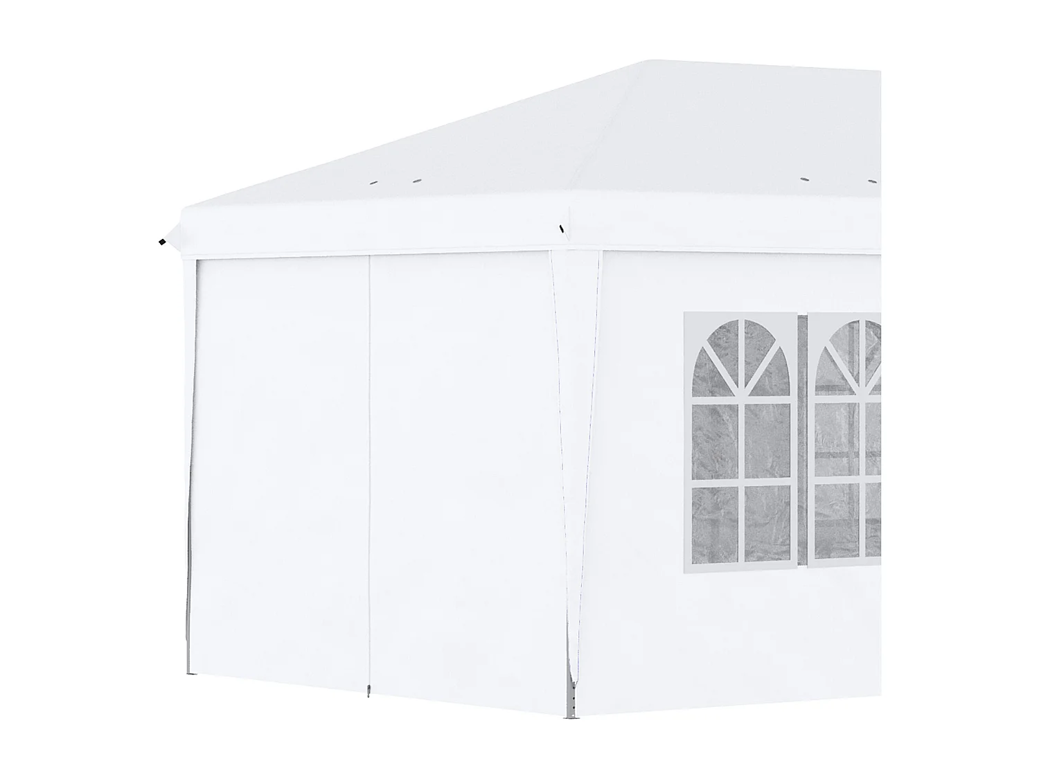 Tonnelle barnum pliant pop-up 5,85L x 2,95l x 2,7H m 6 parois latérales amovibles 4 fenêtres + sac de transport blanc