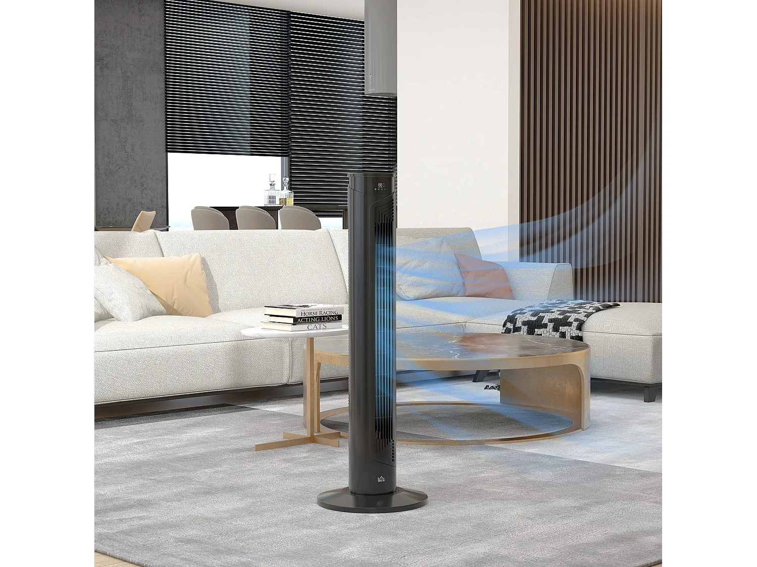 Ventilateur colonne tour oscillant 45 W silencieux télécommande incluse timer 4 modes 3 vitesses filtre noir