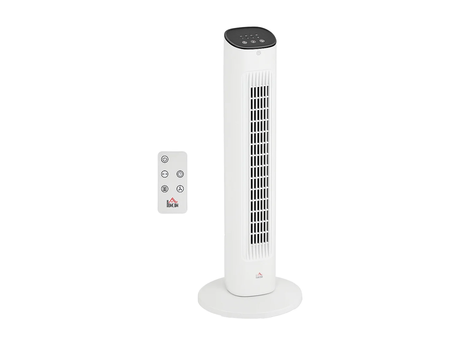 Ventilateur colonne oscillant 50W avec télécommande - 3 vitesses, timer, affichage LED - blanc