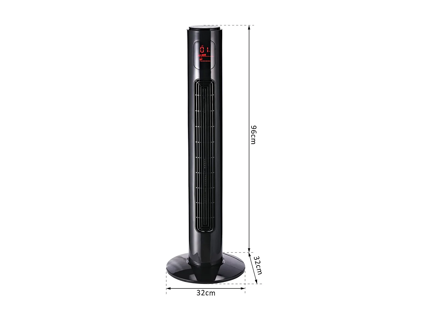 Ventilateur colonne tour oscillant silencieux 45 W avec télécommande écran affichage minuterie 3 modes 3 vitesses 32L x 32l x 96H cm noir