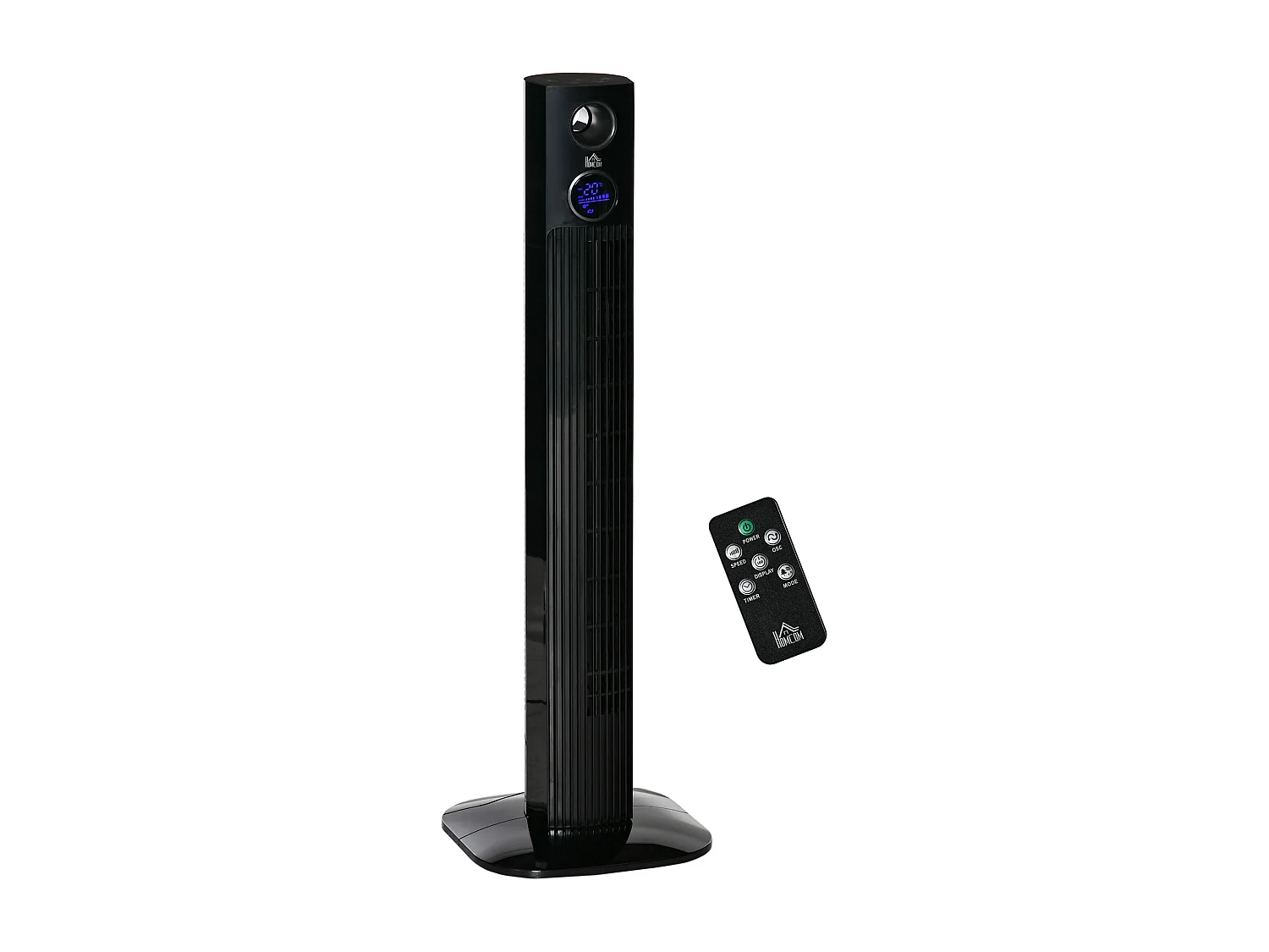 Ventilateur colonne tour oscillant 45 W silencieux télécommande timer aromathérapie 3 modes 3 vitesses noir