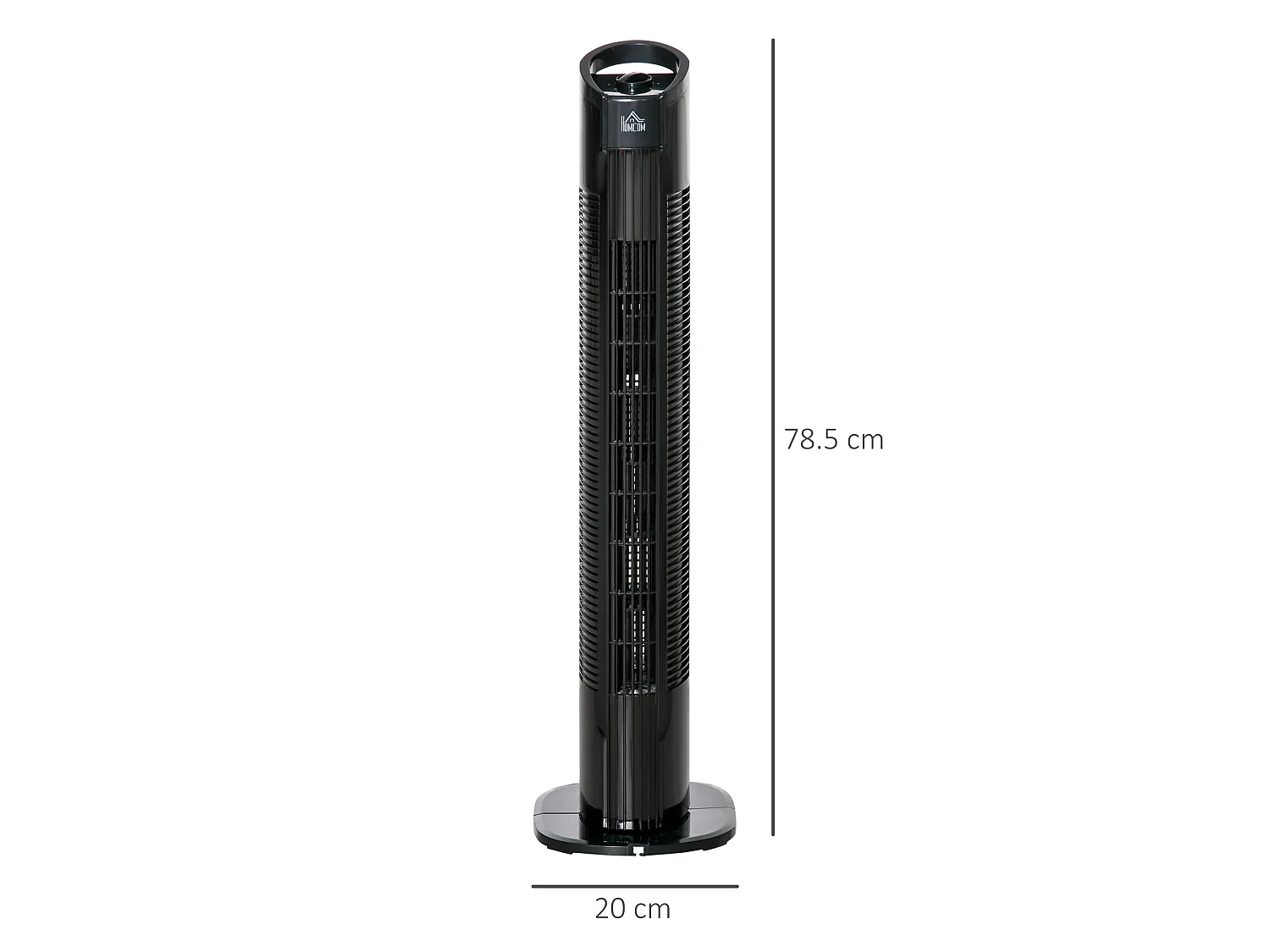 Ventilateur colonne tour oscillant silencieux 50W 3 vitesses Ø 20 x 78,5H cm noir