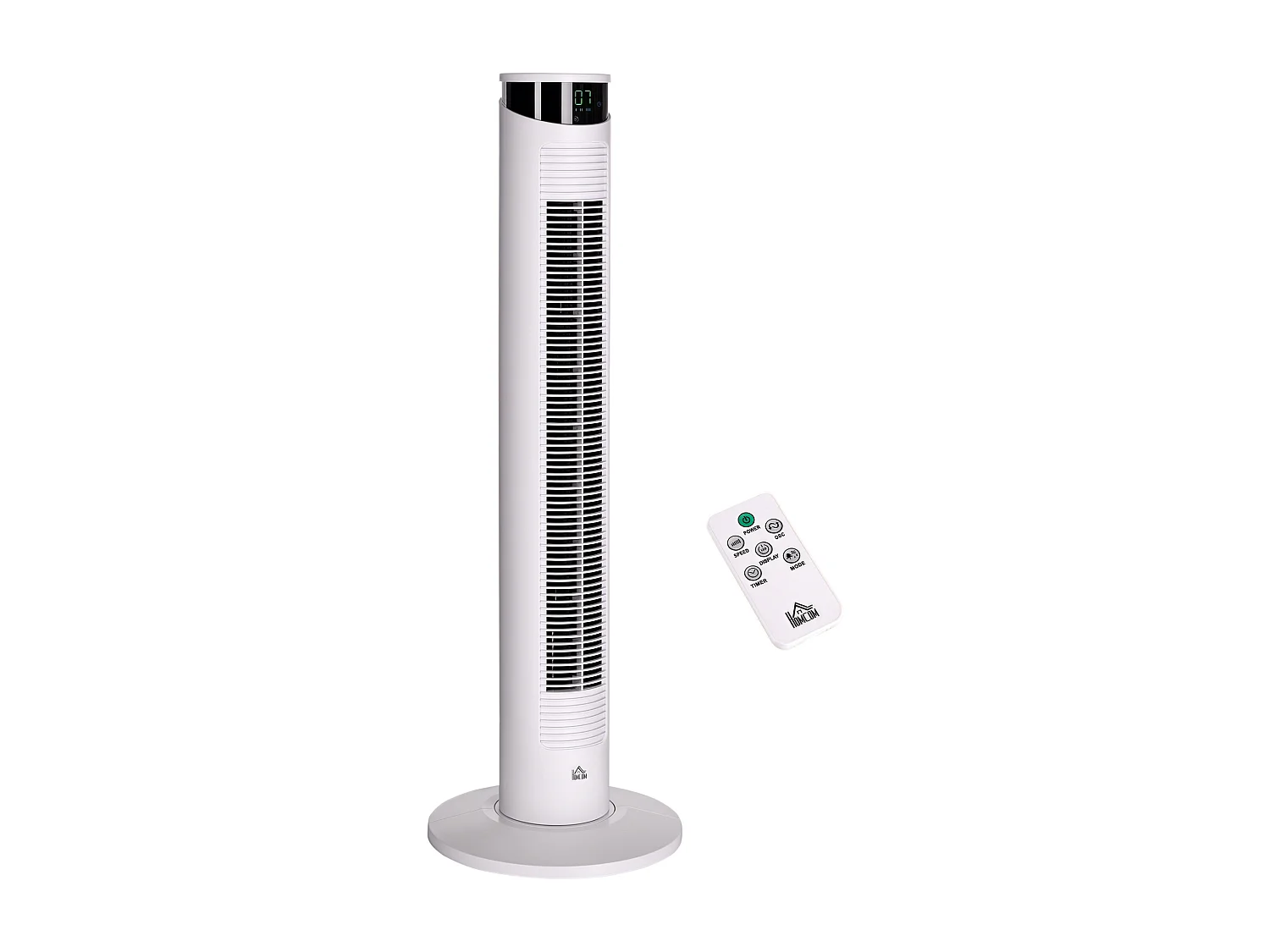 Ventilateur colonne oscillant 50W - télécommande, 3 modes, 3 vitesses, écran LED, timer - blanc