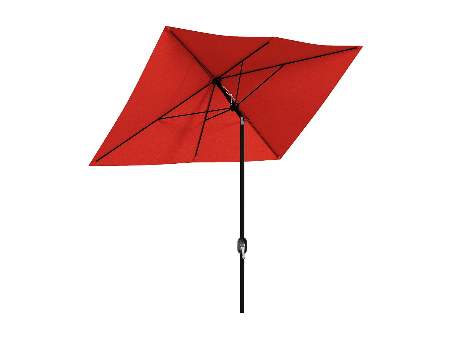 Parasol rectangulaire inclinable de jardin avec manivelle métal polyester haute densité anti UV 50+ rouge