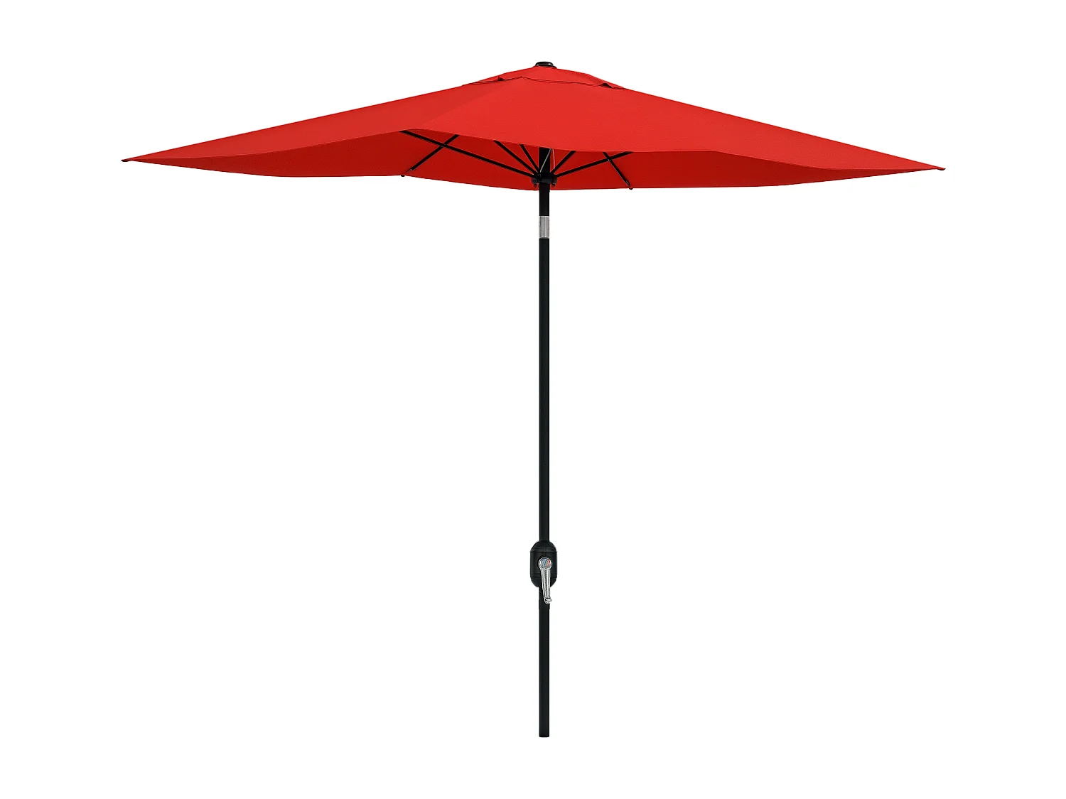 Parasol rectangulaire inclinable de jardin avec manivelle métal polyester haute densité anti UV 50+ rouge