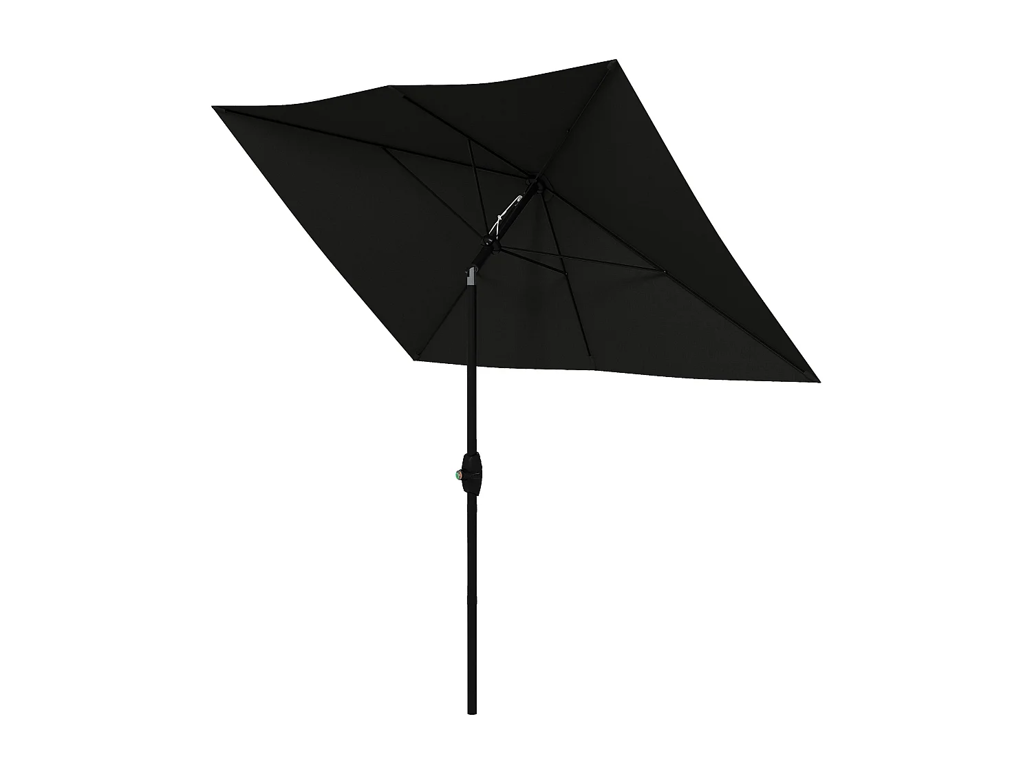 Parasol rectangulaire inclinable de jardin avec manivelle métal polyester haute densité anti UV 50+ noir