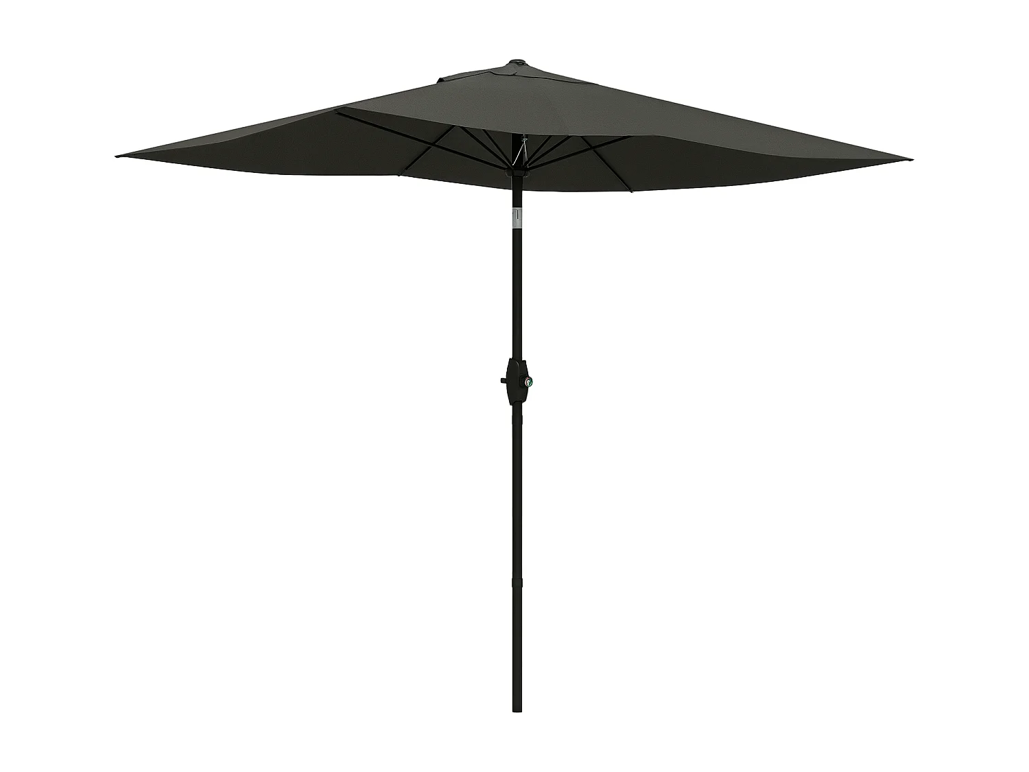 Parasol rectangulaire inclinable de jardin avec manivelle métal polyester haute densité anti UV 50+ gris