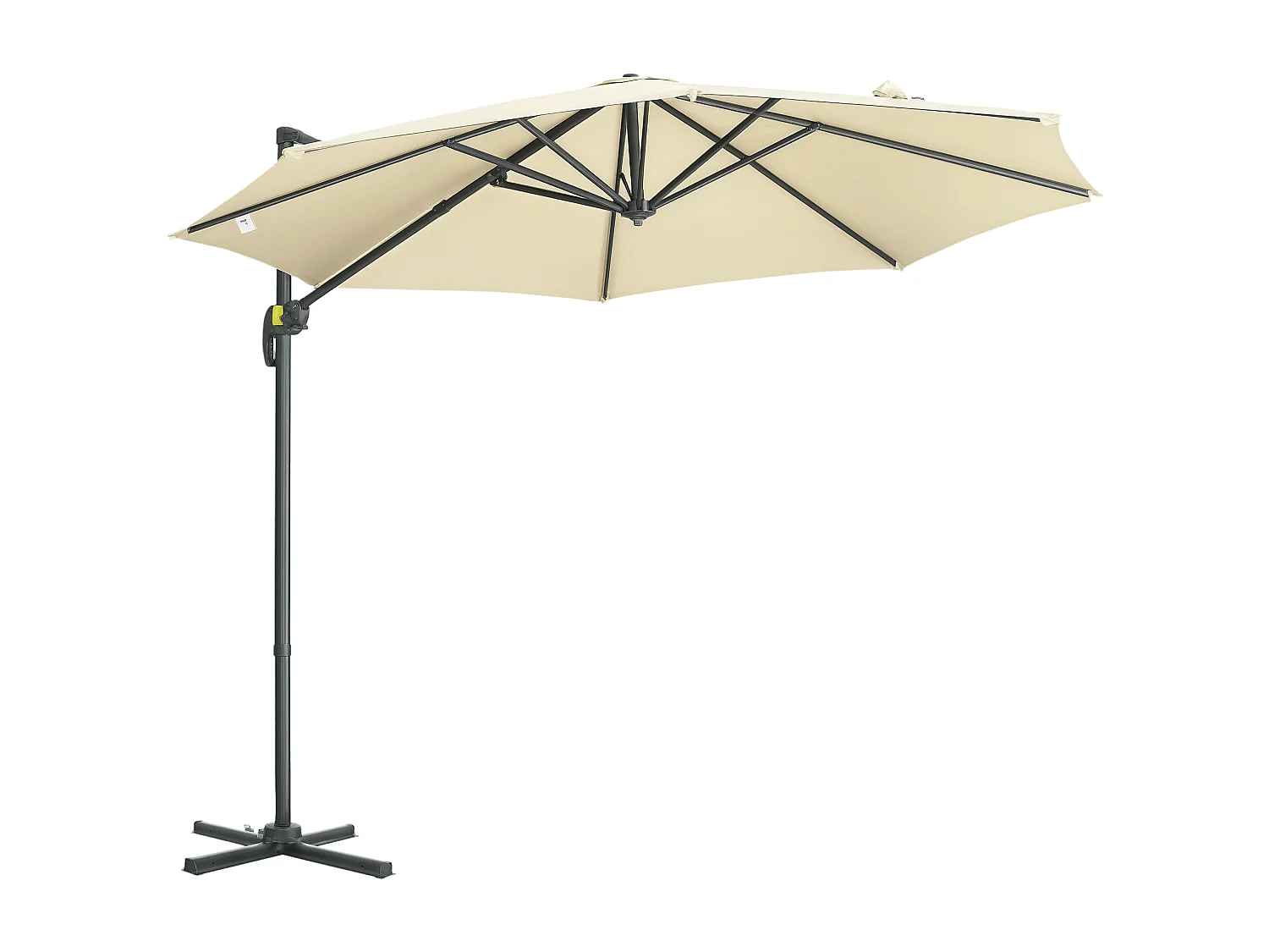 Parasol déporté octogonal inclinable manivelle avec pied en acier Ø 2,94 x 2,48H m beige clair