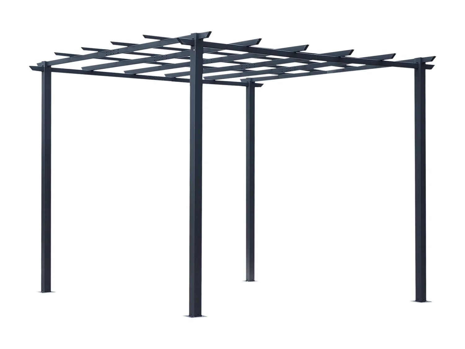 Pergola autoportante style contemporain - toit terrasse à décorer - dim. 3L x 3l x 2,3H m - métal époxy anticorrosion noir