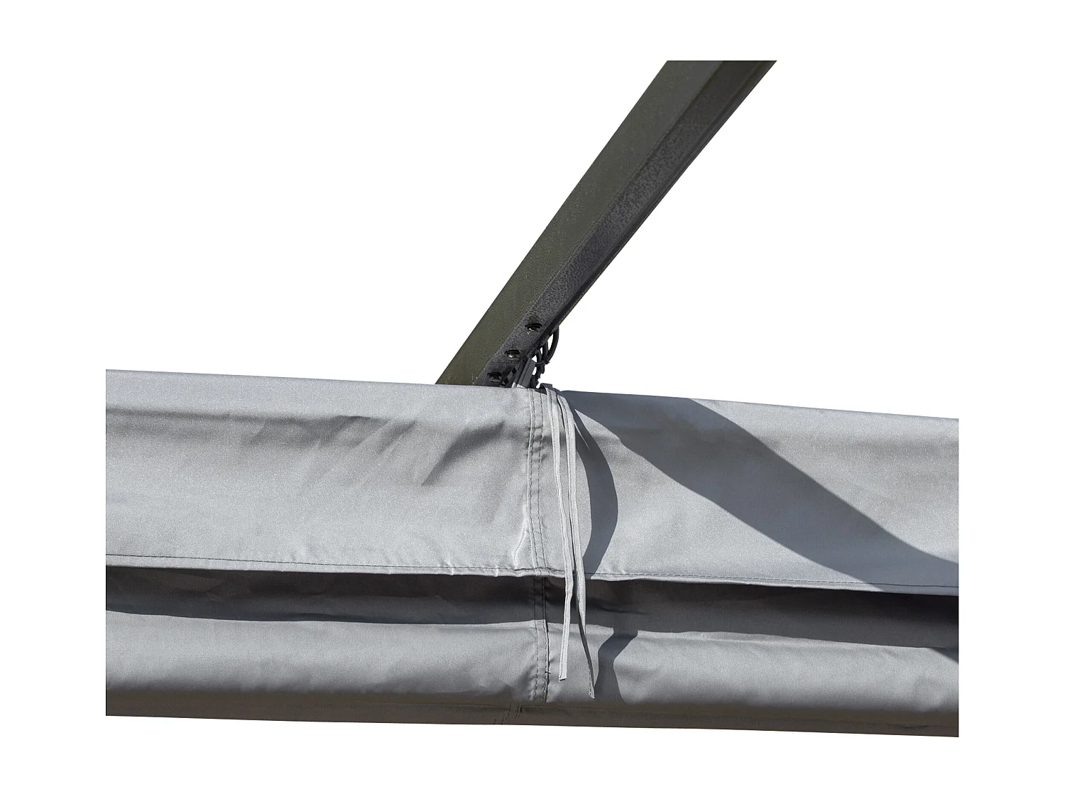 Pergola rétractable 3L x 3l x 2,30H m structure métal époxy anticorrosion noire + toile polyester haute densité 180 g/m² incluse gris