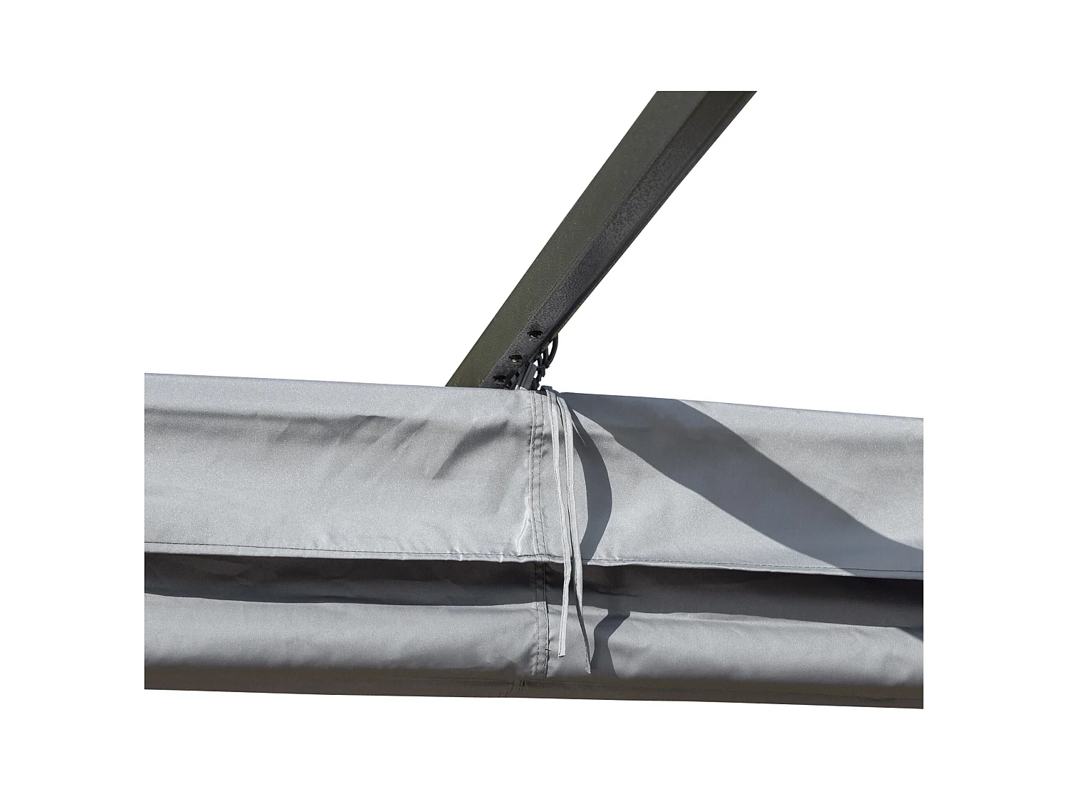 Pergola rétractable 3L x 3l x 2,30H m structure métal époxy anticorrosion noire + toile polyester haute densité 180 g/m² incluse gris