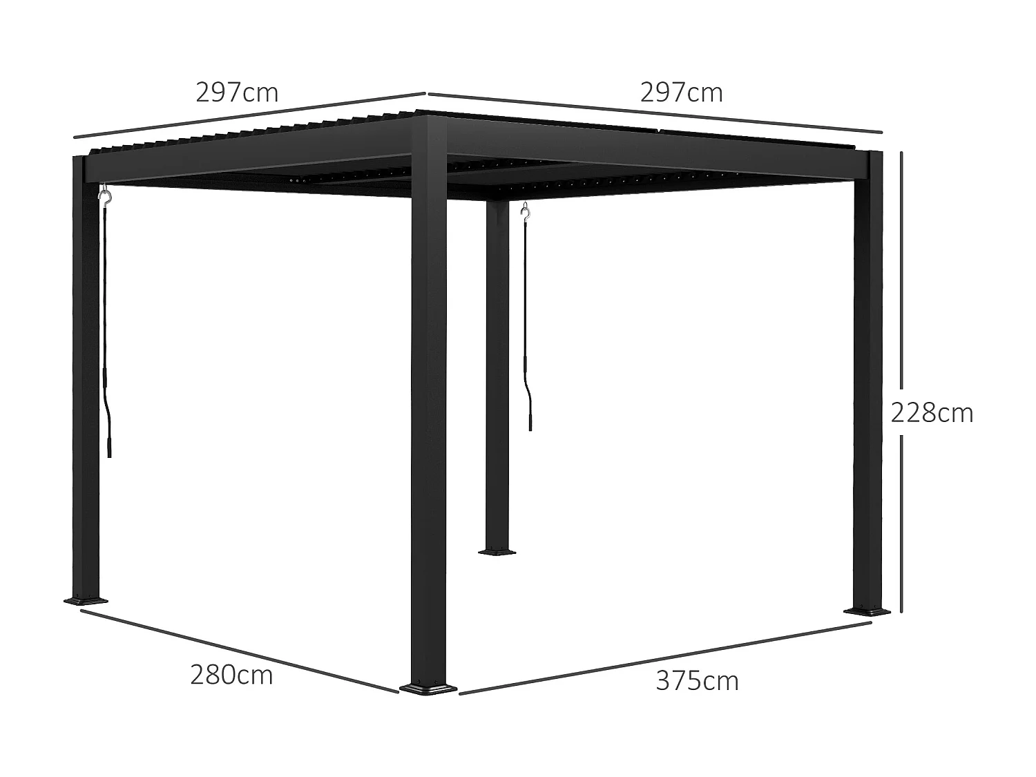 Pergola 3 x 3 m bioclimatique style contemporain alu noir