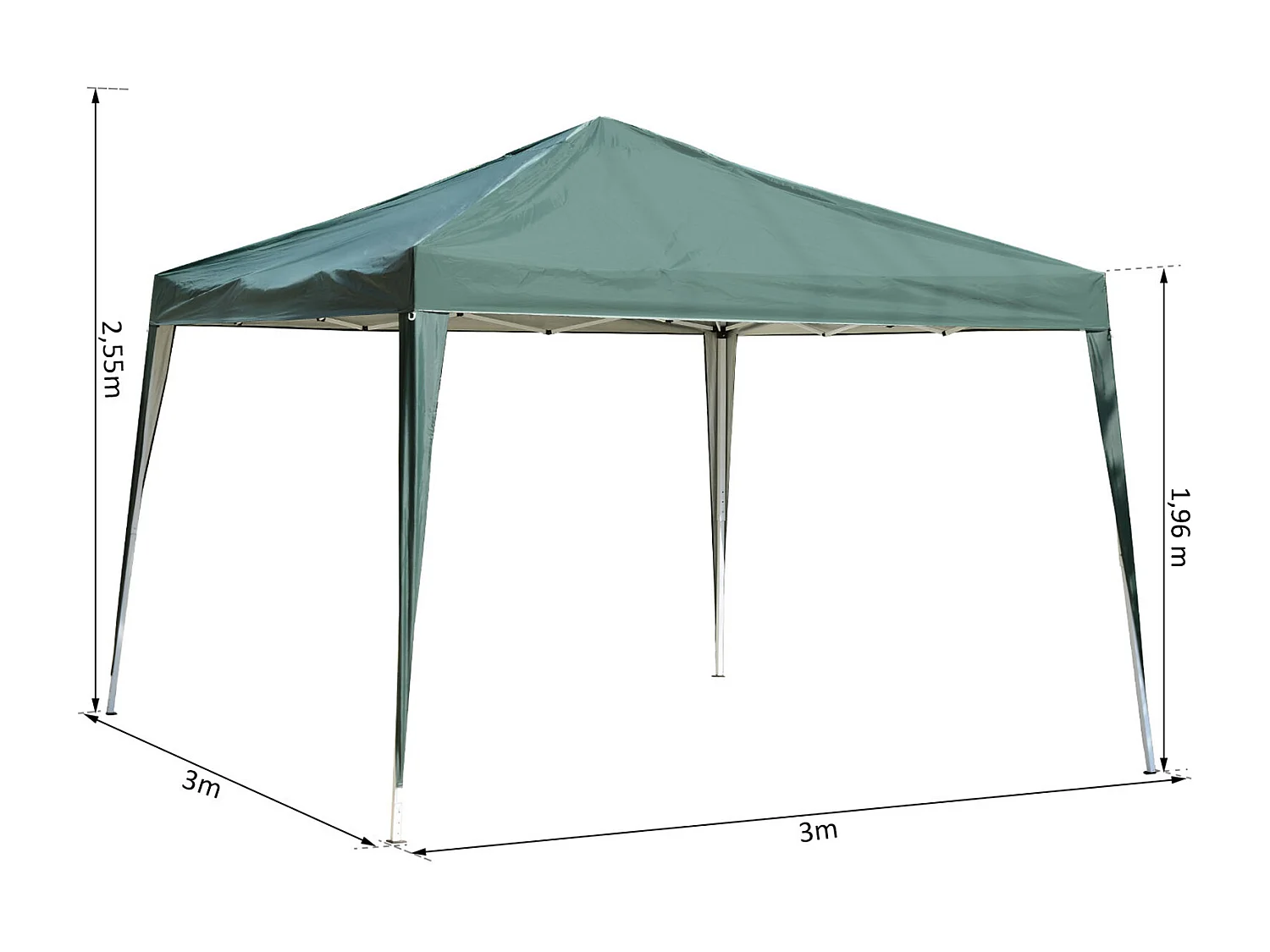 Tonnelle barnum de jardin pliant anti-UV + sac de transport acier Oxford 3 x 3 x 2,55 m vert