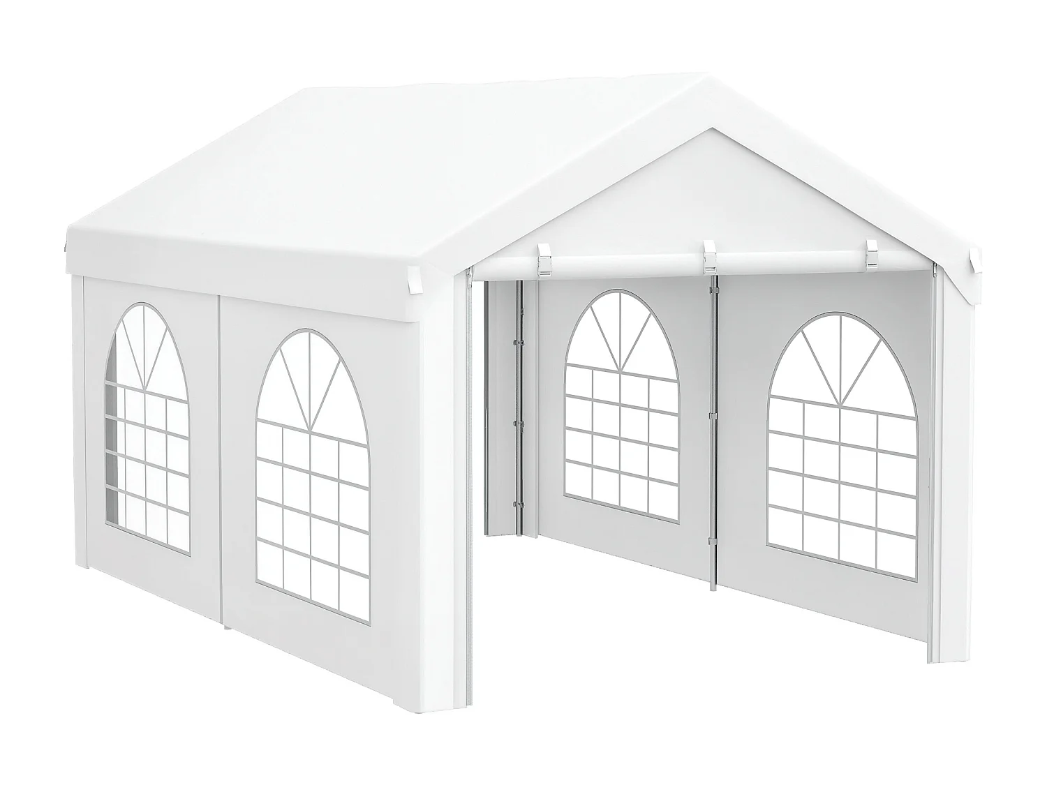 Tente de réception tonnelle barnum dim. 5L x 3l x 2,85H m 2 portes zippées acier galvanisé PE blanc