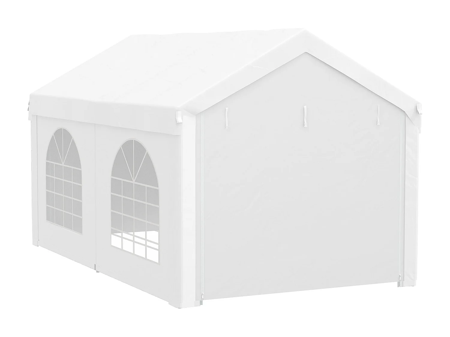 Tente de réception tonnelle barnum dim. 5L x 3l x 2,85H m 2 portes zippées acier galvanisé PE blanc