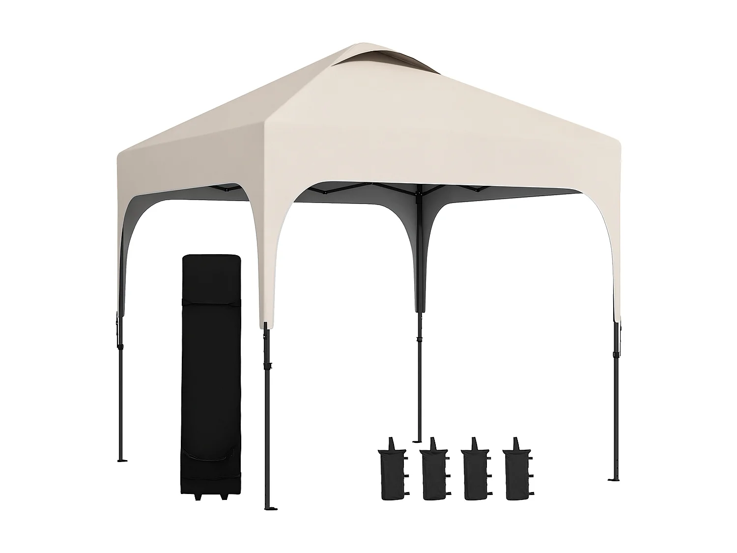 Tonnelle barnum automatique pop-up dim. 2,53L x 2,53l x 2,68H m hauteur réglable nombreux accessoires inclus acier oxford beige