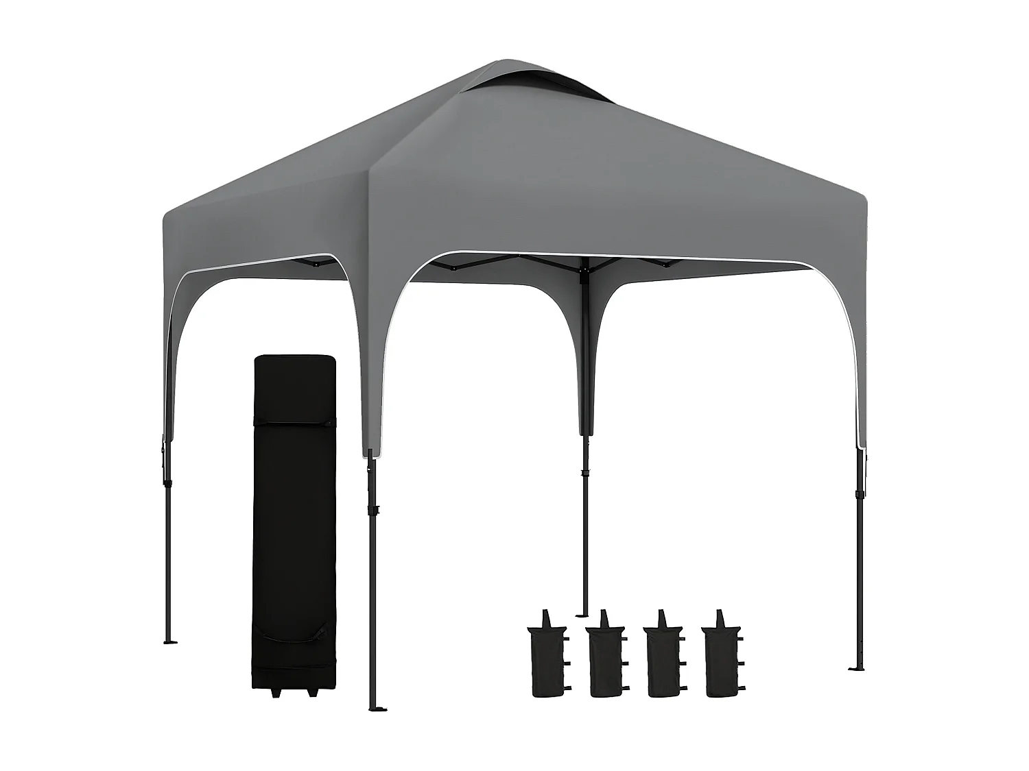 Tonnelle barnum automatique pop-up dim. 2,53L x 2,53l x 2,68H m hauteur réglable nombreux accessoires inclus acier oxford gri