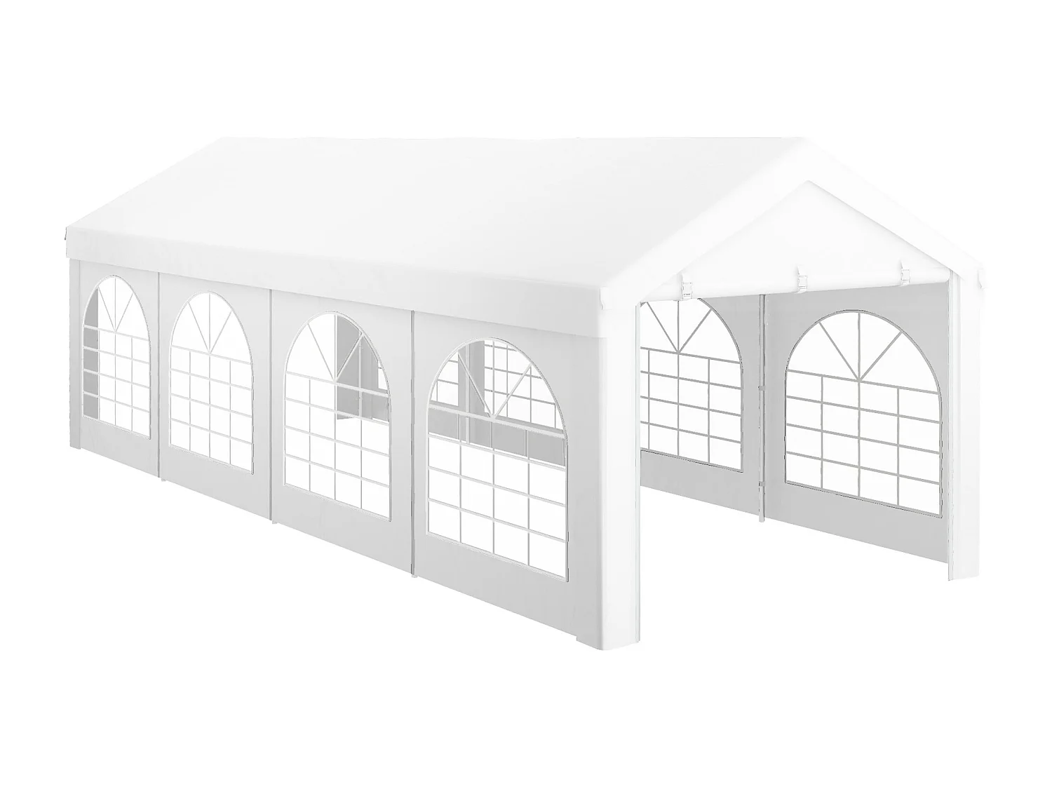 Tente de réception tonnelle barnum dim. 7,96L x 2,97l x 2,85H m 2 portes zippées acier galvanisé PE blanc