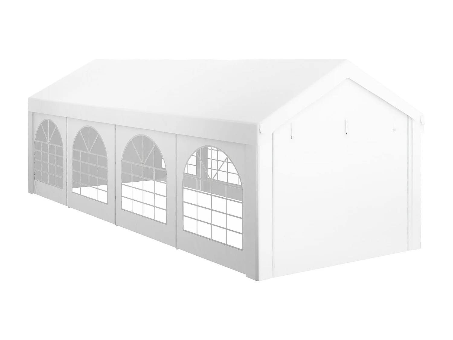 Tente de réception tonnelle barnum dim. 7,96L x 2,97l x 2,85H m 2 portes zippées acier galvanisé PE blanc