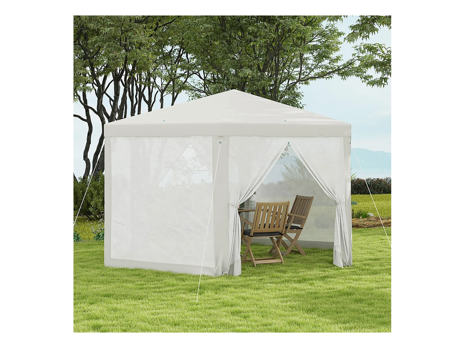 Tonnelle barnum tente de réception hexagonale 10 m² style cosy métal polyester imperméabilisé surface env. 10 m² crème