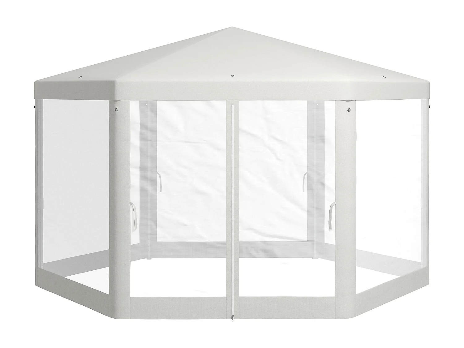 Tonnelle barnum tente de réception hexagonale 10 m² style cosy métal polyester imperméabilisé surface env. 10 m² crème