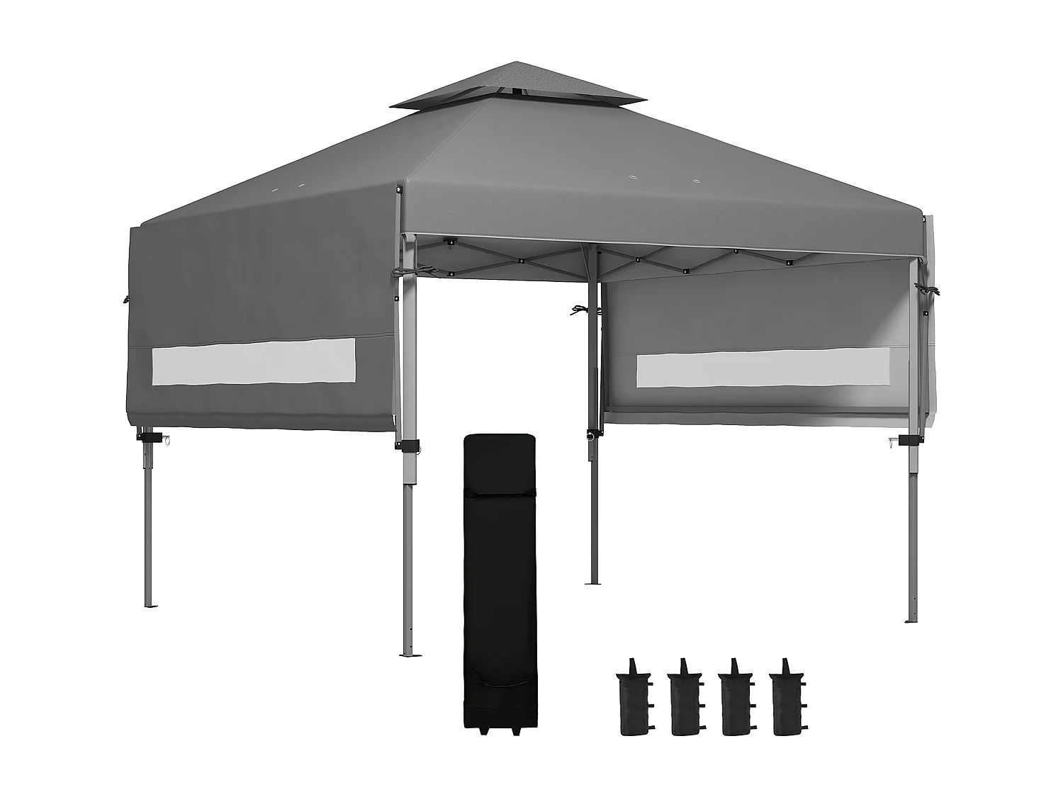 Tonnelle pop-up de jardin barnum pliant 5 x 3 m - sac à de transport à roulettes inclus - acier oxford gris