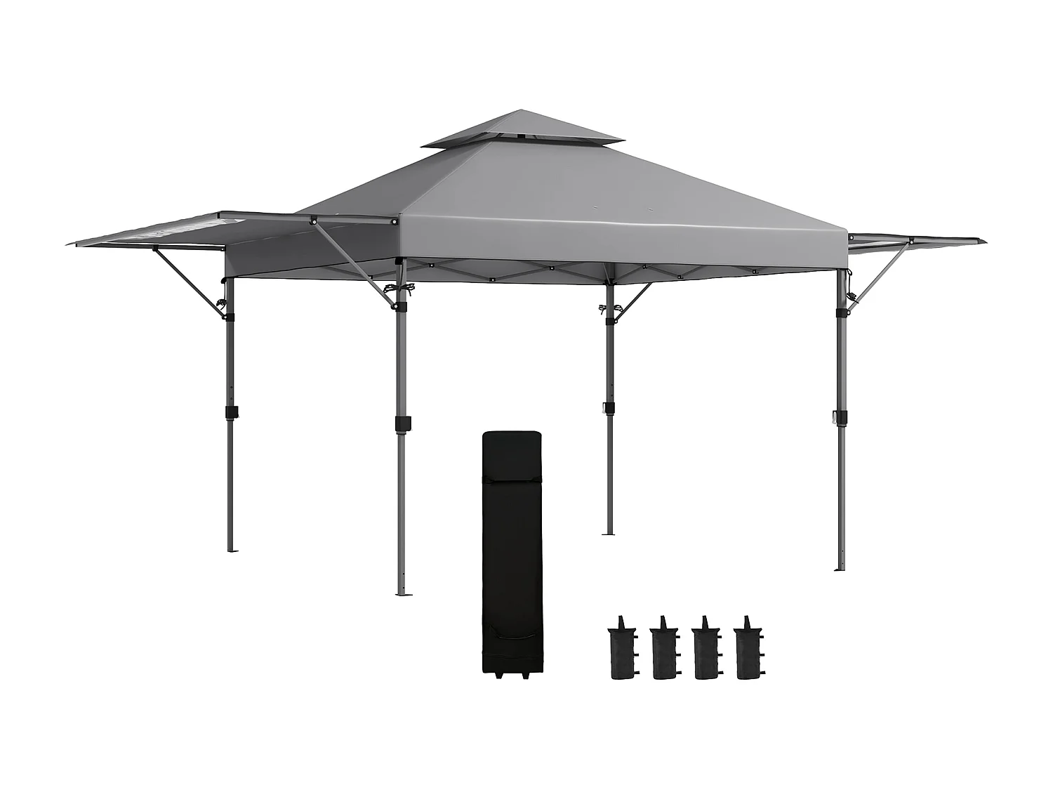 Tonnelle pop-up de jardin barnum pliant 5 x 3 m - sac à de transport à roulettes inclus - acier oxford gris