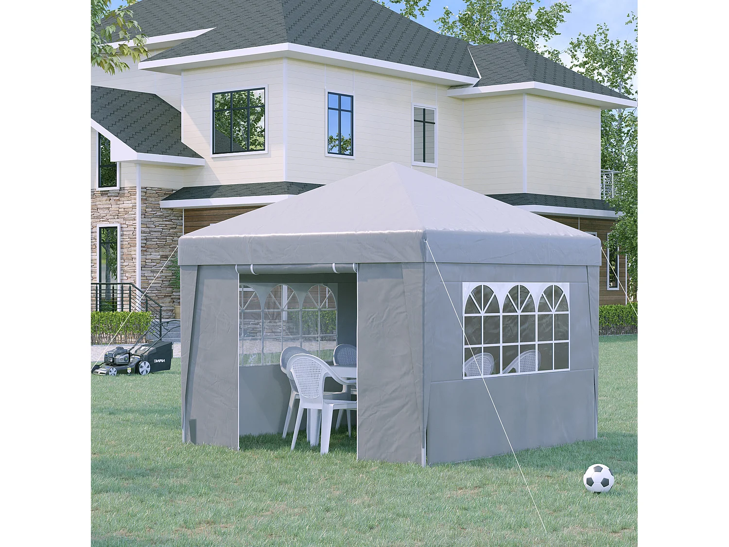 Tonnelle barnum pop-up 3 x 3 x 2,75 m anti-UV 30+ sac transport et lestage inclus