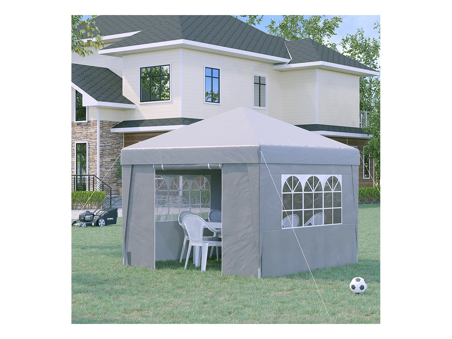 Tonnelle barnum pop-up 3 x 3 x 2,75 m anti-UV 30+ sac transport et lestage inclus