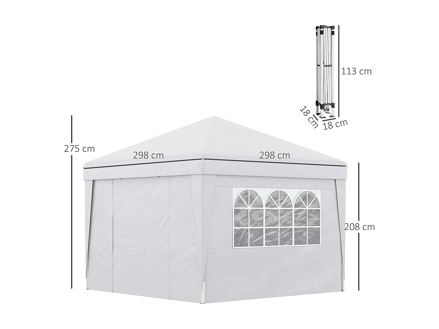Tonnelle barnum pop-up 3 x 3 x 2,75 m anti-UV 30+ sac transport et lestage inclus