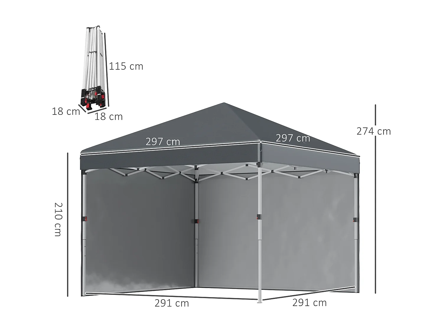 Tonnelle barnum pop-up UV 30+ sac transport inclus anthracite