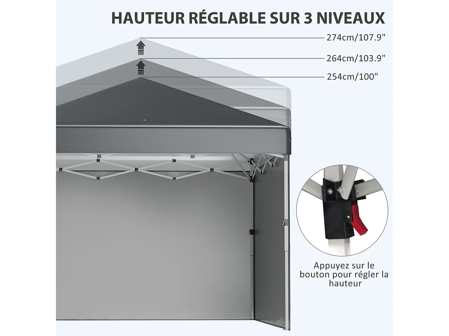 Tonnelle barnum pop-up UV 30+ sac transport inclus anthracite