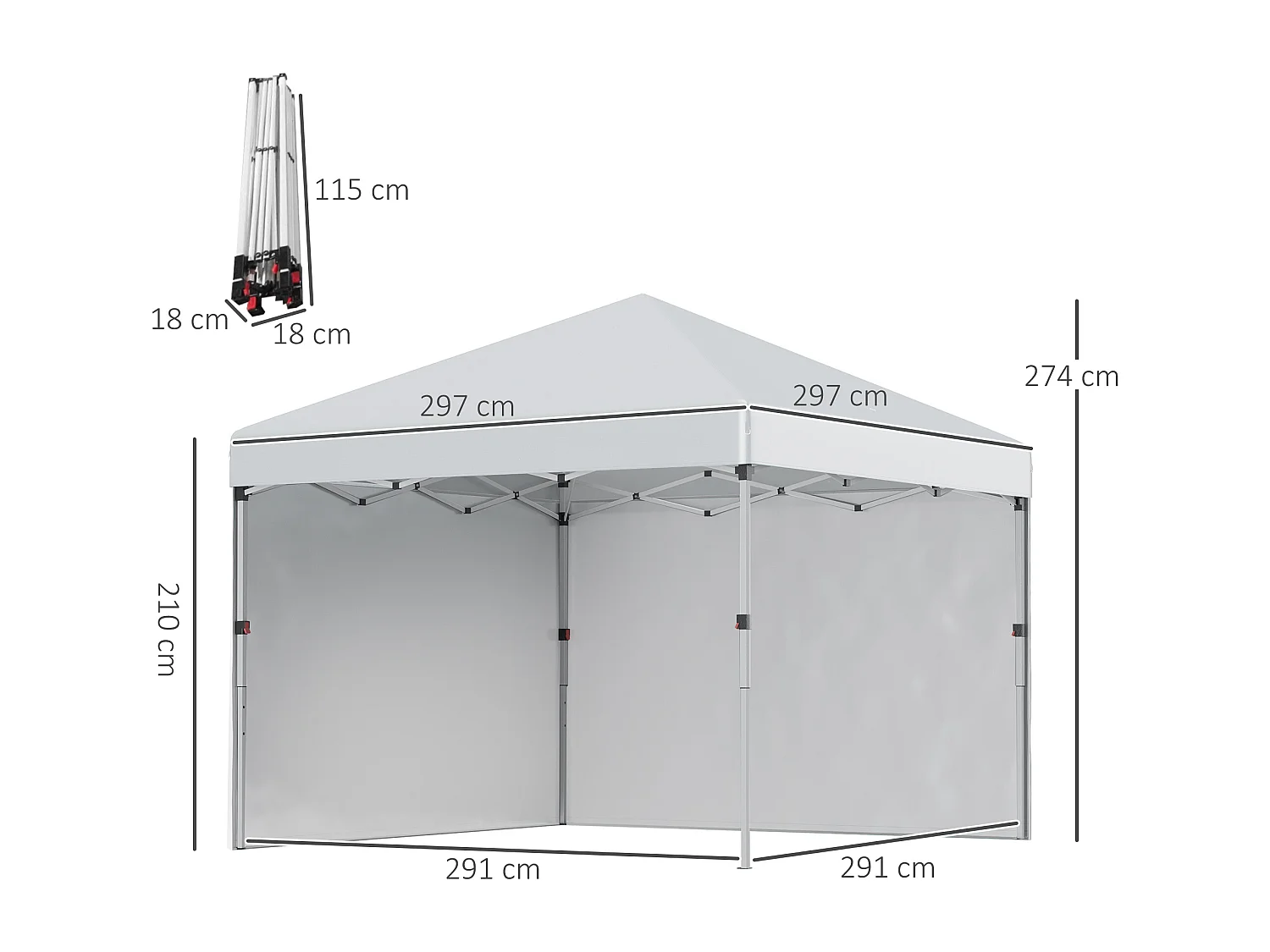 Tonnelle barnum pop-up UV 30+ sac transport inclus gris