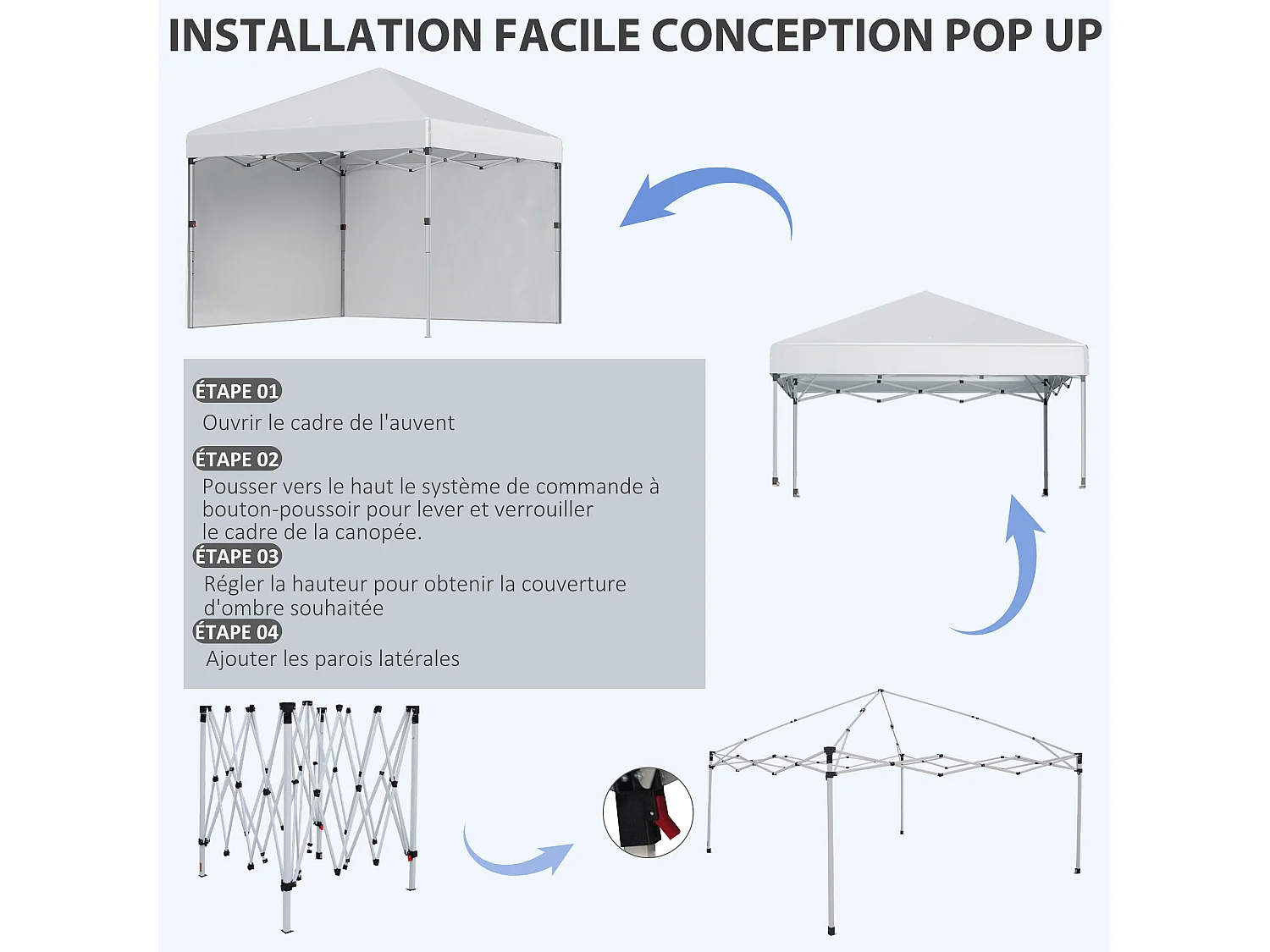 Tonnelle barnum pop-up UV 30+ sac transport inclus gris