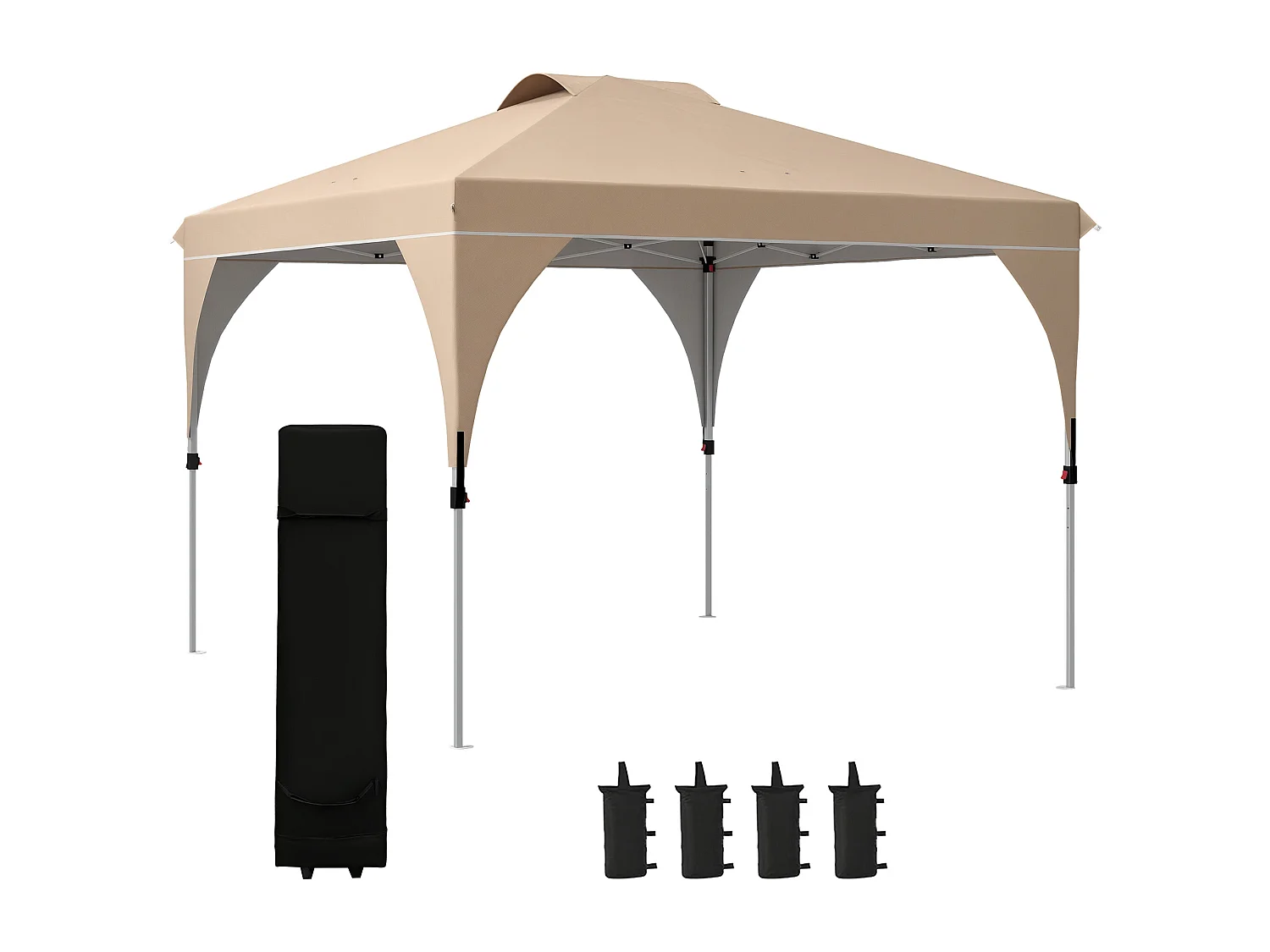 Tonnelle barnum pop-up pliant 3 x 3 m sac de transport beige