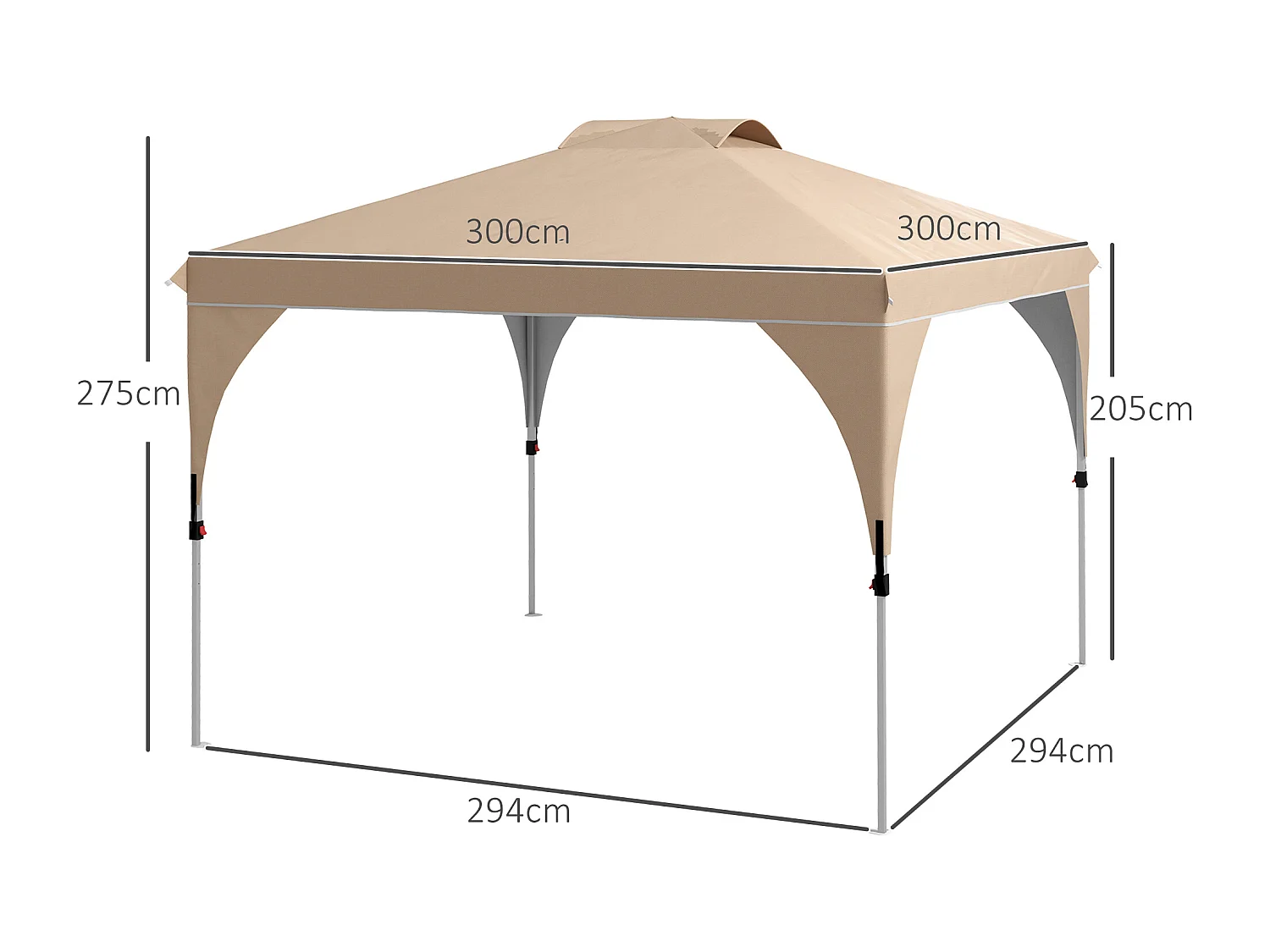 Tonnelle barnum pop-up pliant 3 x 3 m sac de transport beige
