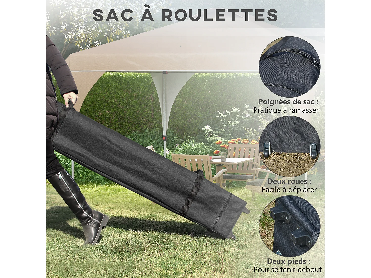 Tonnelle barnum pop-up pliant 3 x 3 m sac de transport beige