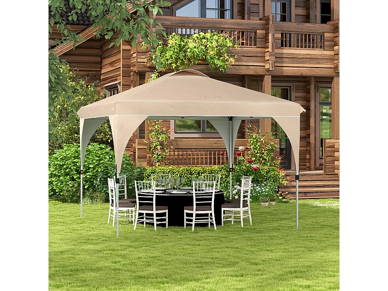 Tonnelle barnum pop-up pliant 3 x 3 m sac de transport beige