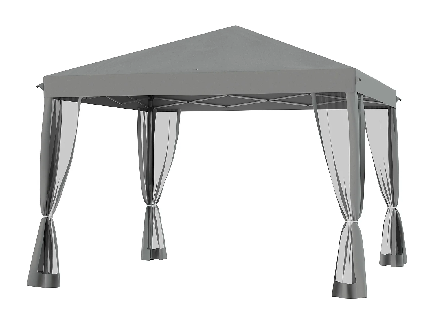 Tonnelle barnum pliant style colonial 2,95L x 2,95l x 2,6H m 4 moustiquaires + sac de transport gris