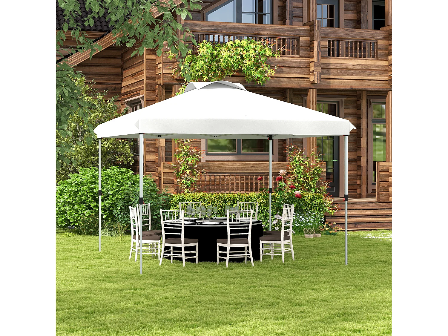 Tonnelle barnum pop-up pliant 3 x 3 m sac de transport à roulettes blanc